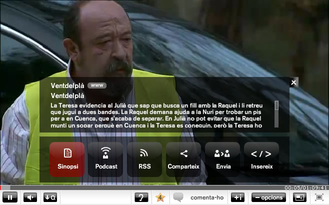 El reproductor de v�deos del 3alacarta