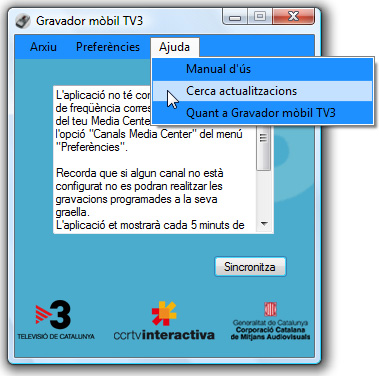Ajuda > Cerca actualitzacions